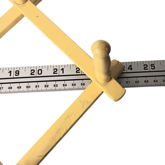 VTG Yellow Wooden Expandable Wall Rack 10 Peg 24" x 10"  Cottagecore Farmhouse - Picture 6 of 14